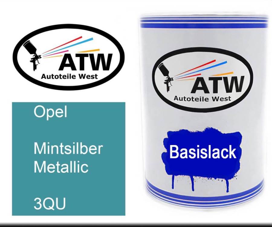 Opel, Mintsilber Metallic, 3QU: 500ml Lackdose, von ATW Autoteile West.